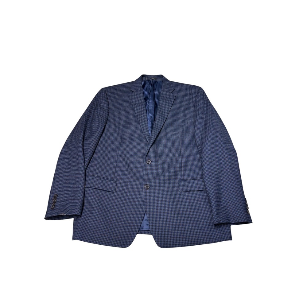 Lauren Ralph Lauren Mens 44R Wool Blazer Blue Brown Houndstooth Sport Coat